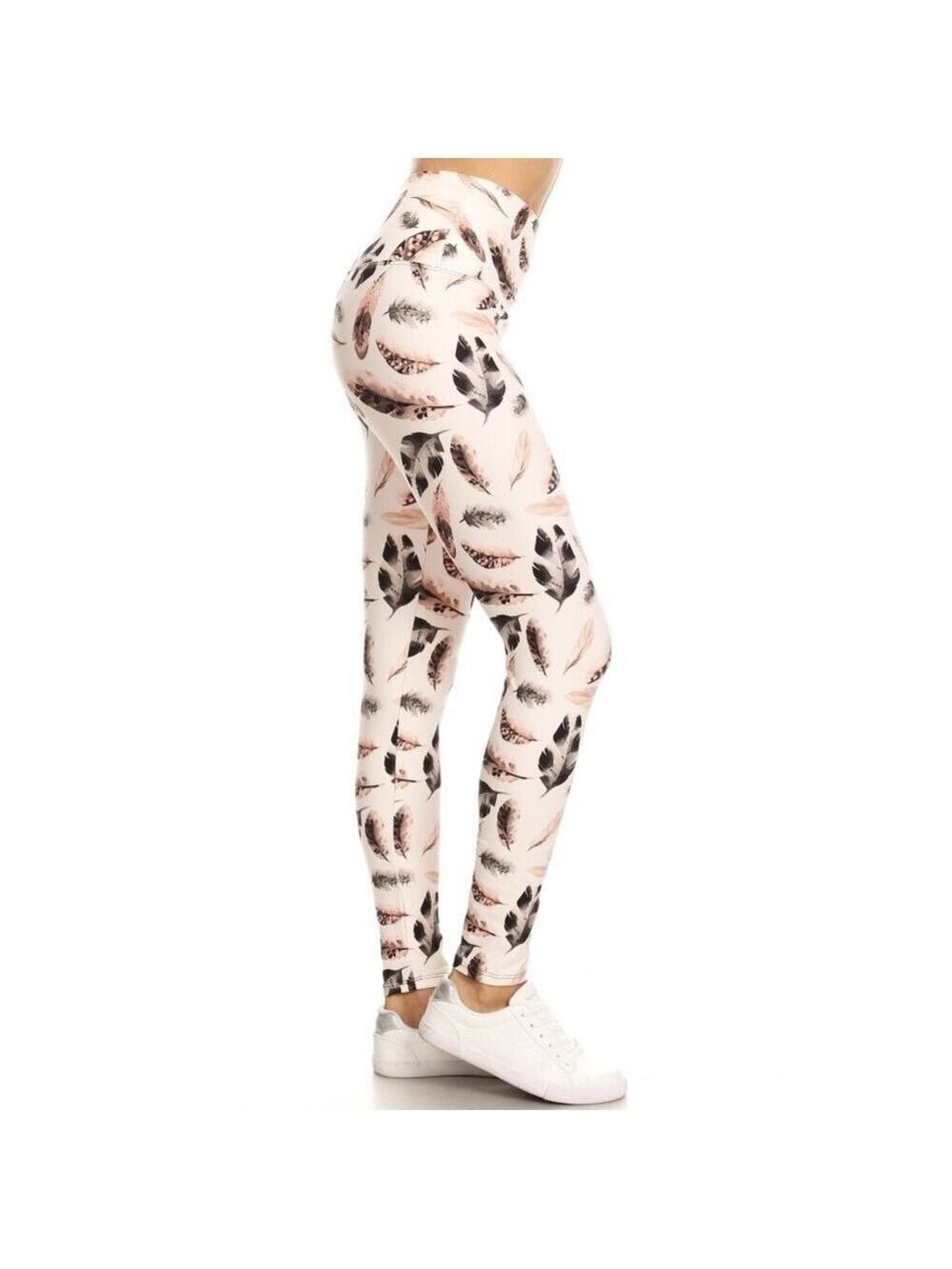 Athleisure Celestial Feather Patterned Women's Leggings OS
